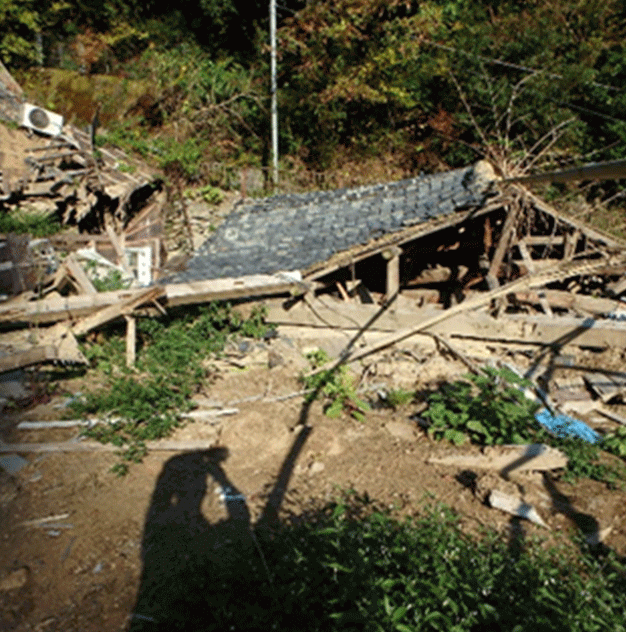 吉田町内の被災した家屋